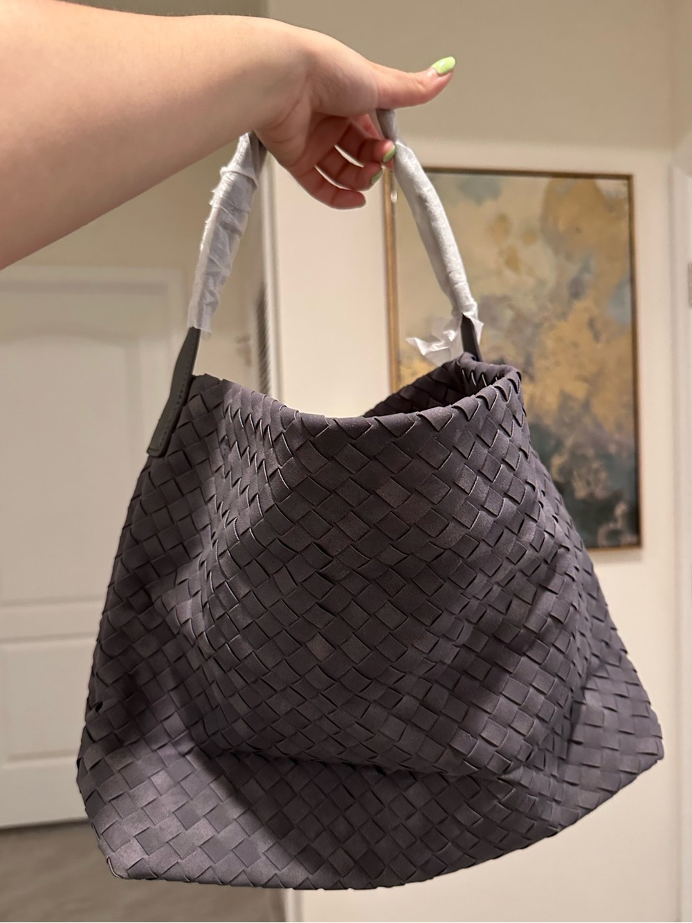 Slate Blue Woven Shoulder Bag